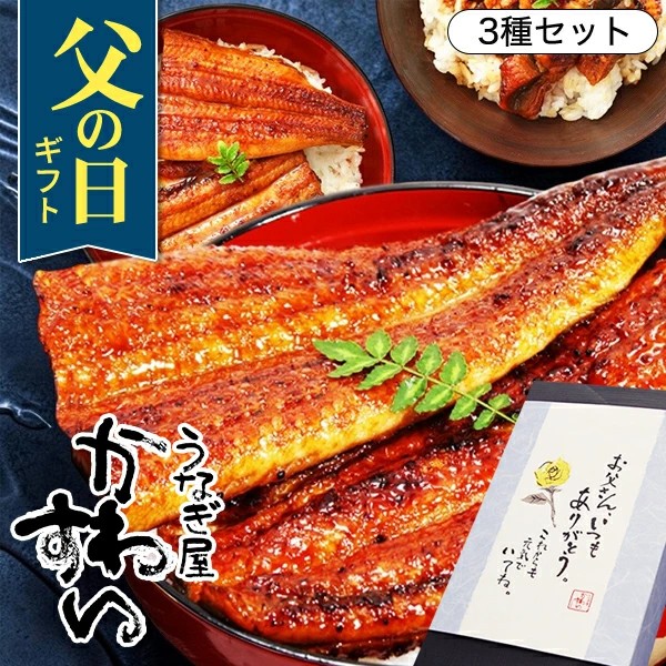 かわすい国産うなぎ蒲焼き3種セット（通常サイズ）