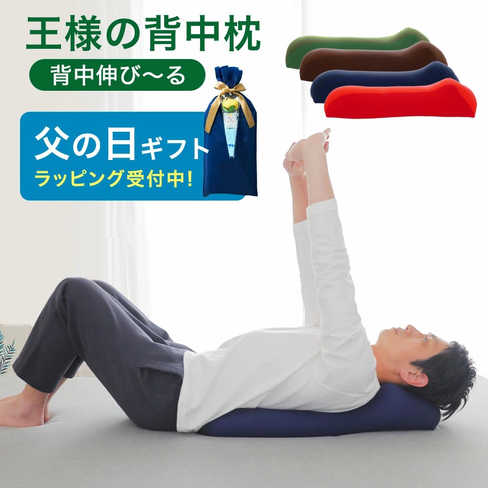ゴロンと寝転ぶだけで、背中を伸ばして、胸を開いて、気持ちスッキリ！「王様の背中枕」
